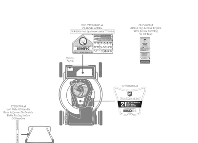 Label Map Diagram and Parts List for 12A-A1BE752 2024 Yard Machines Lawn Mower